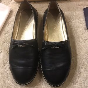 Prada black leather espadrilles. Size 36